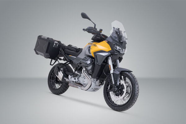 ZESTAW KUFRÓW BOCZNYCH TRAX ADV I STELAŻY SW-MOTECH MOTO GUZZI STELVIO (23-) BLACK 45/45L