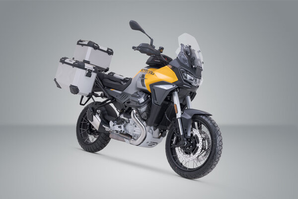 ZESTAW KUFRÓW TRAX ADV I STELAŻY SW-MOTECH MOTO GUZZI STELVIO (23-) SILVER 45/45L