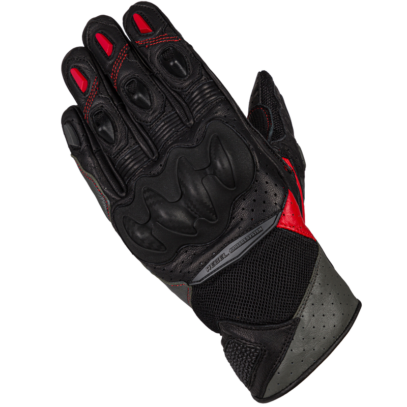 RĘKAWICE MOTOCYKLOWE DAMSKIE REBELHORN FLUX 2 BLACK GREY FLUO RED WXL