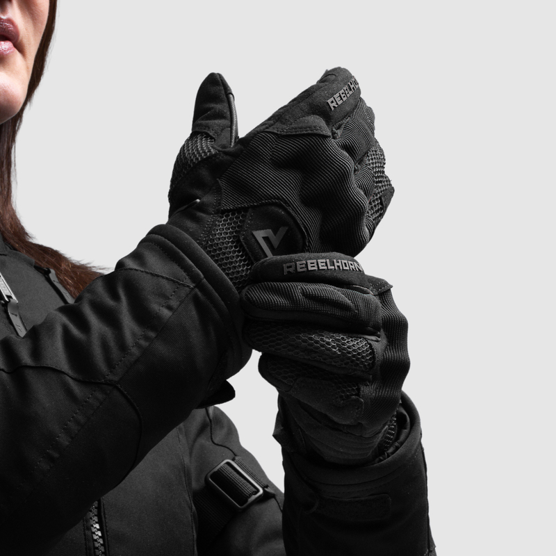 RĘKAWICE MOTOCYKLOWE DAMSKIE REBELHORN CORE BLACK WS