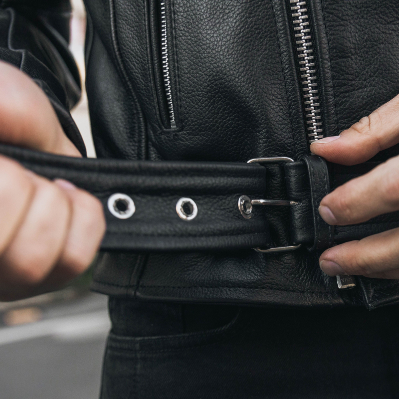 KURTKA MOTOCYKLOWA SKÓRZANA OZONE RAMONES BLACK