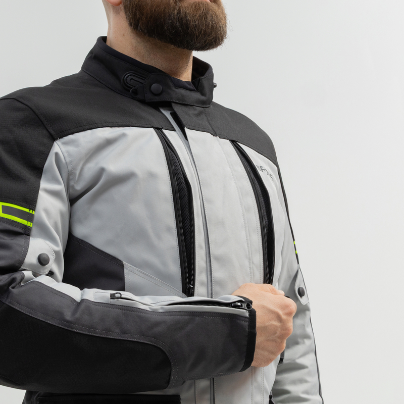 KURTKA MOTOCYKLOWA TEKSTYLNA BROGER OVERLAND BLACK GREY FLUO YELLOW