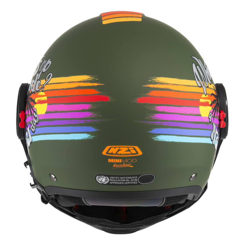 KASK MOTOCYKLOWY NZI MINIMOD DUO RAINBOW GREENBLACK SILVER MATT