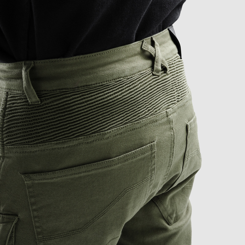 JEANSY MOTOCYKLOWE OZONE FASTER TAPERED FIT OLIVE
