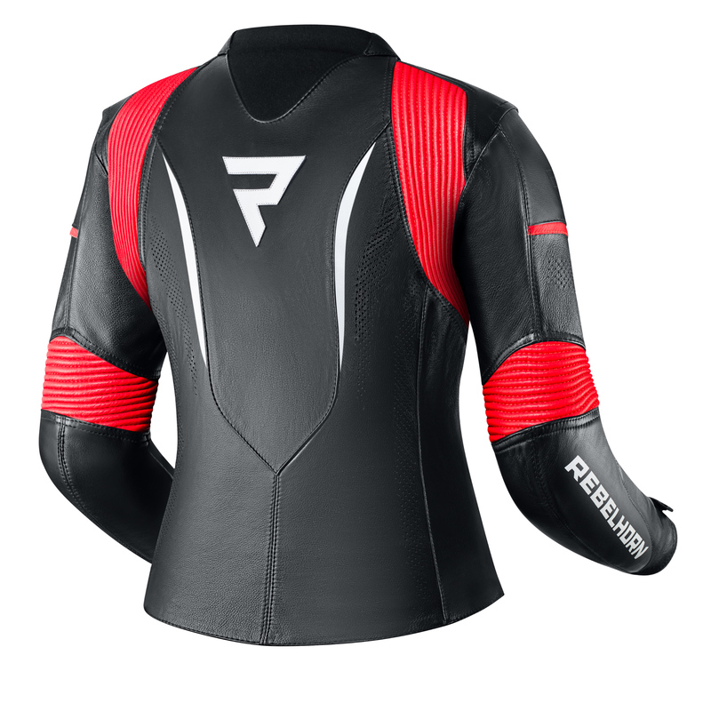 KURTKA MOTOCYKLOWA SKÓRZANA DAMSKA REBELHORN REBEL BLACK FLUO RED WHITE W36