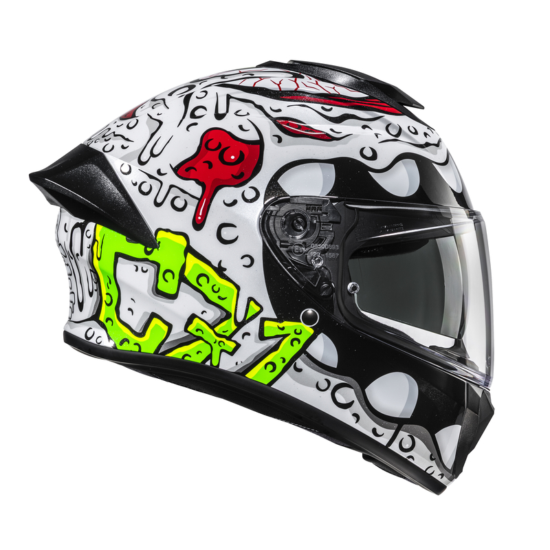 KASK MOTOCYKLOWY HJC C71 SQUEEZE WHITE GREEN