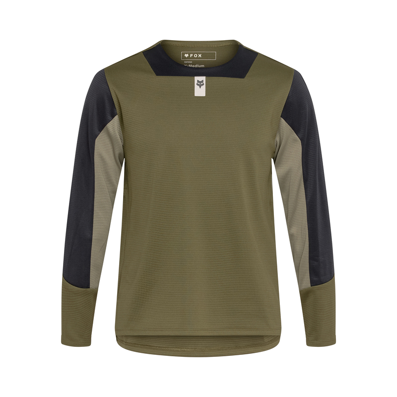 KOSZULKA ROWEROWA Z DŁUGIM RĘKAWEM JUNIOR FOX DEFEND OLIVE GREEN YS
