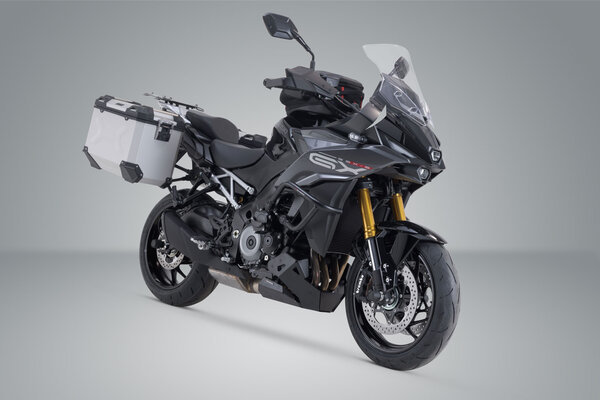 ZESTAW KUFRÓW BOCZNYCH TRAX ADV I STELAŻY SW-MOTECH SUZUKI GSX-S1000GX (23-) SILVER 45/45L