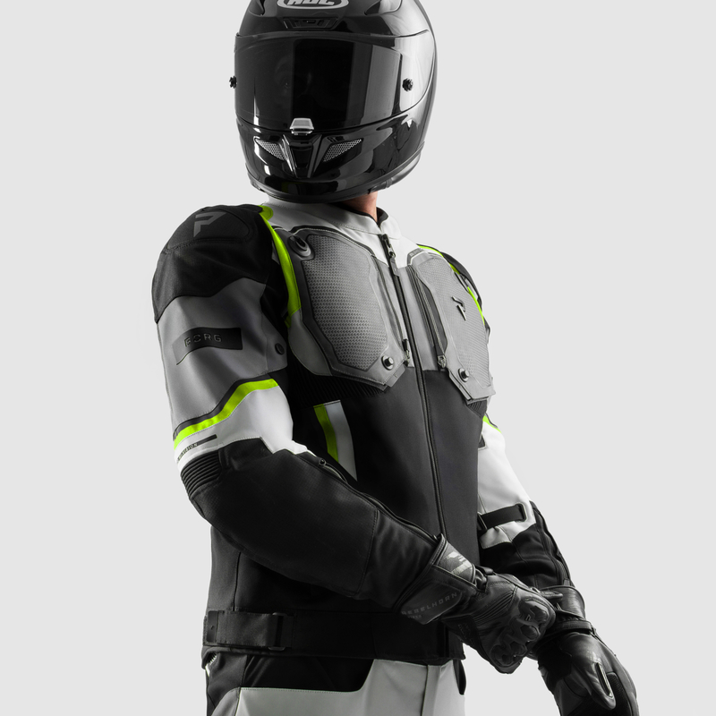 KURTKA MOTOCYKLOWA TEKSTYLNA REBELHORN BORG 2 BLACK GREY FLUO YELLOW