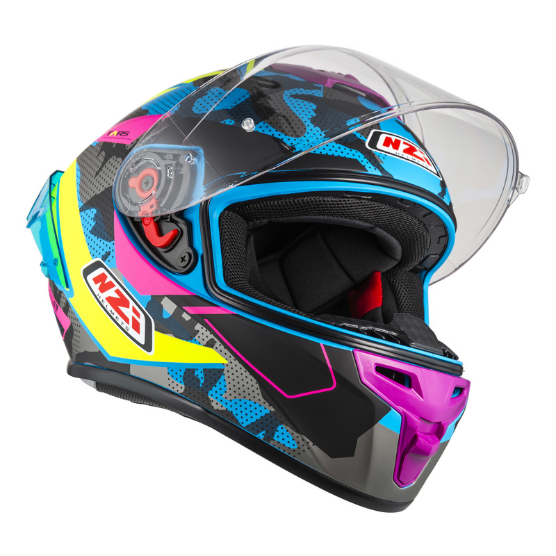 KASK MOTOCYKLOWY NZI TRENDY STREAM CAMU BLUE NEON PINK BLUE S MATT
