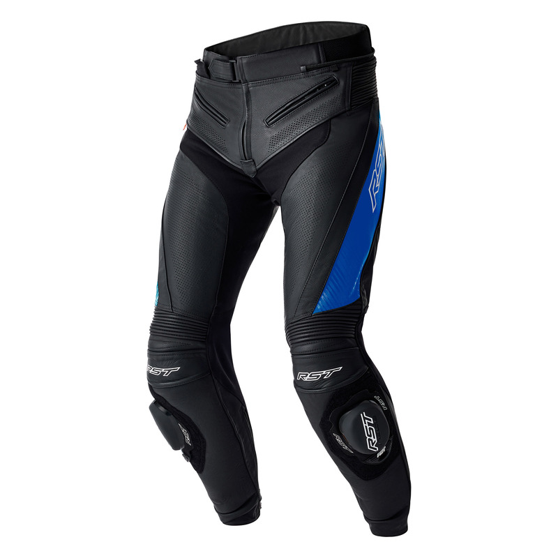 SPODNIE MOTOCYKLOWE SKÓRZANE RST TRACTECH EVO D3O BLACK BLUE M