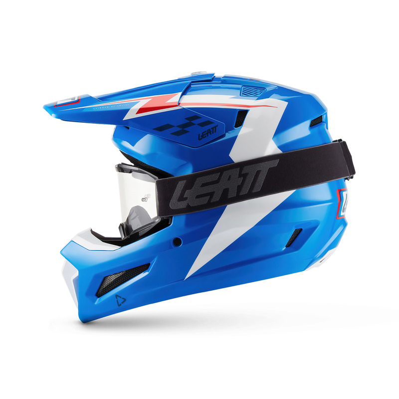 KASK MOTOCYKLOWY Z GOGLAMI LEATT KIT MOTO 3.5 BLUE