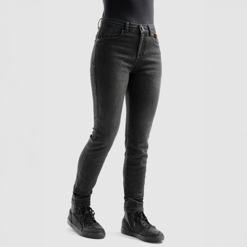 JEANSY MOTOCYKLOWE DAMSKIE REBELHORN BRONCO WASHED BLACK MONOLAYER 24/30