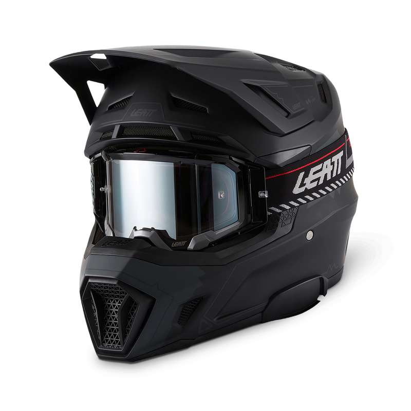 KASK MOTOCYKLOWY Z GOGLAMI LEATT KIT MOTO 7.5 CARDO STEALTH BLACK L