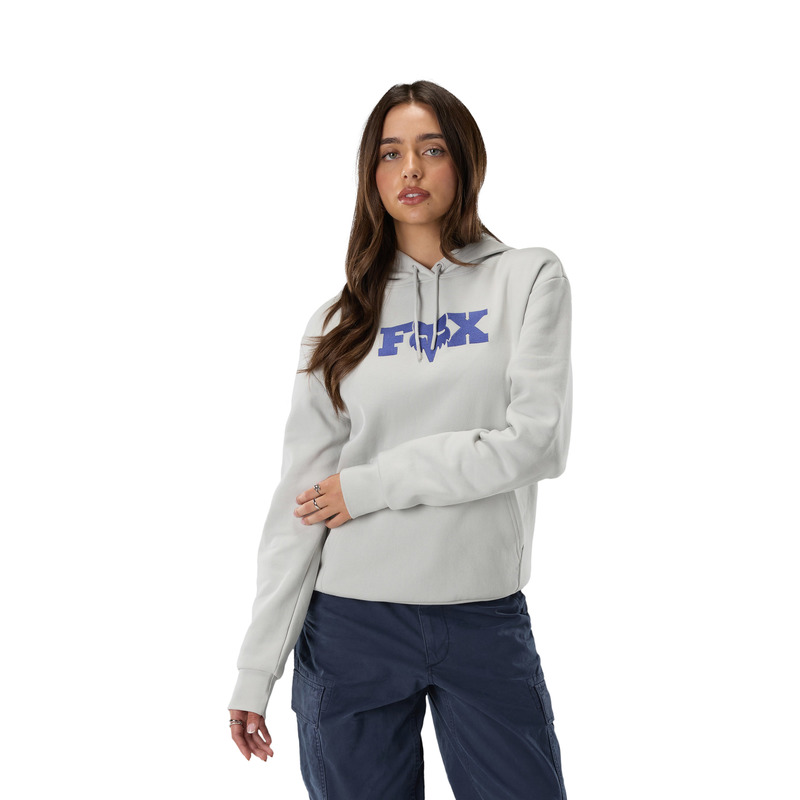 BLUZA Z KAPTUREM DAMSKA FOX F HEAD X FLEECE PO LIGHT GREY