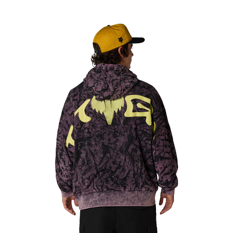BLUZA Z KAPTUREM FOX IMAGE PRINT OVERSIZED FLEECE PO PLUM PERFECT