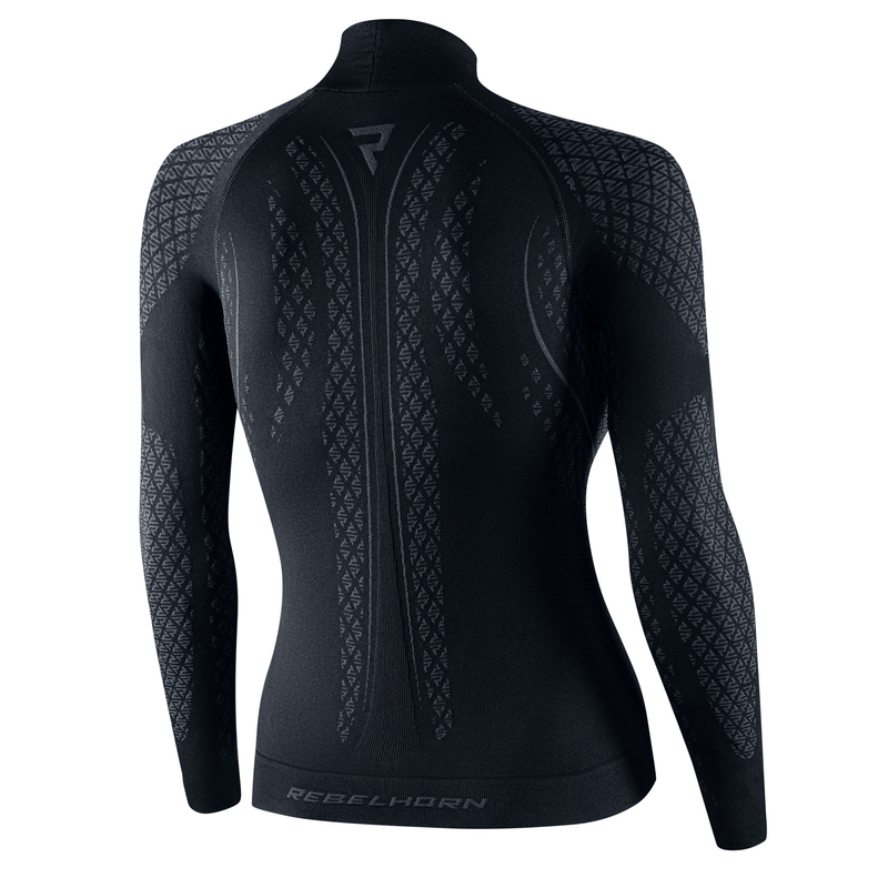 KOSZULKA TERMOAKTYWNA Z DŁUGIM RĘKAWEM DAMSKA REBELHORN THERM 2 BLACK GREY WS