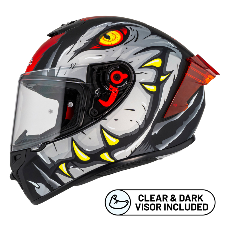 KASK MOTOCYKLOWY NZI TRENDY STREAM RAPTOR BLACK GREY RED S MATT