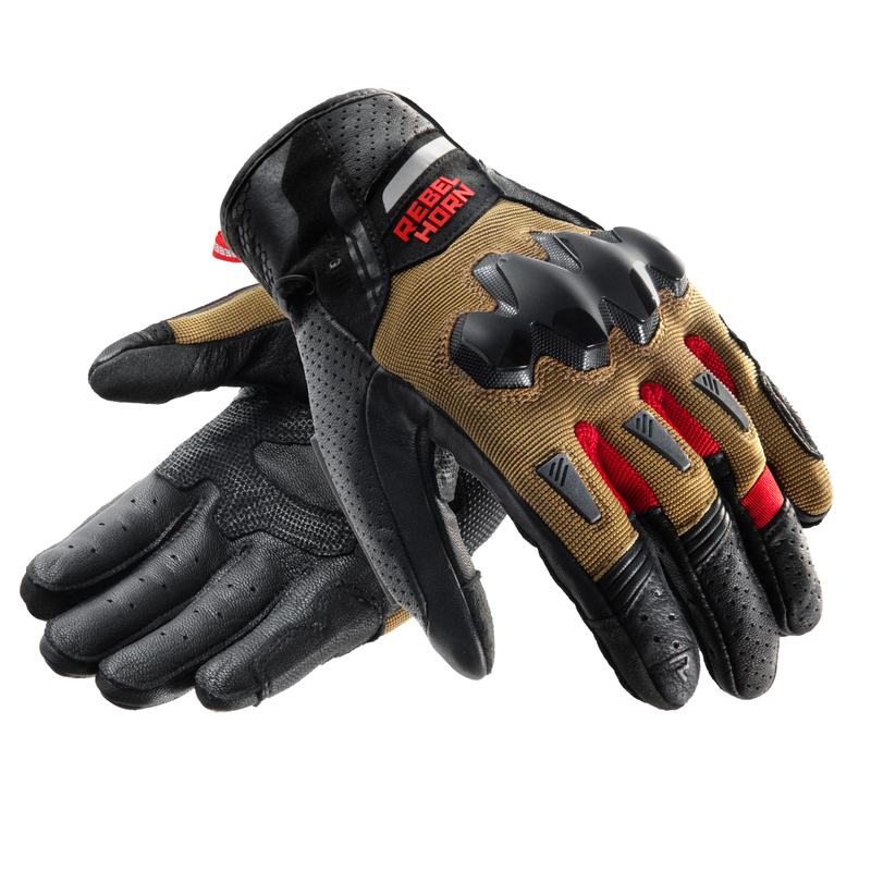 RĘKAWICE MOTOCYKLOWE REBELHORN DEFENDER DESERT BLACK RED L