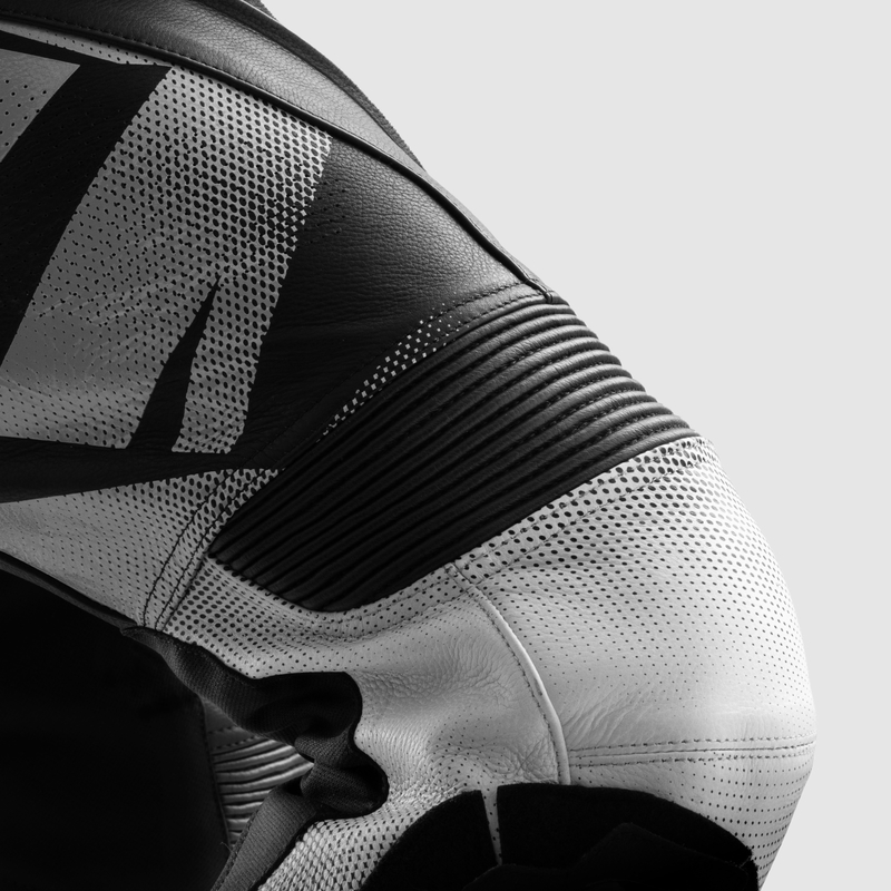 SPODNIE MOTOCYKLOWE SKÓRZANE REBELHORN INFERNO BLACK WHITE