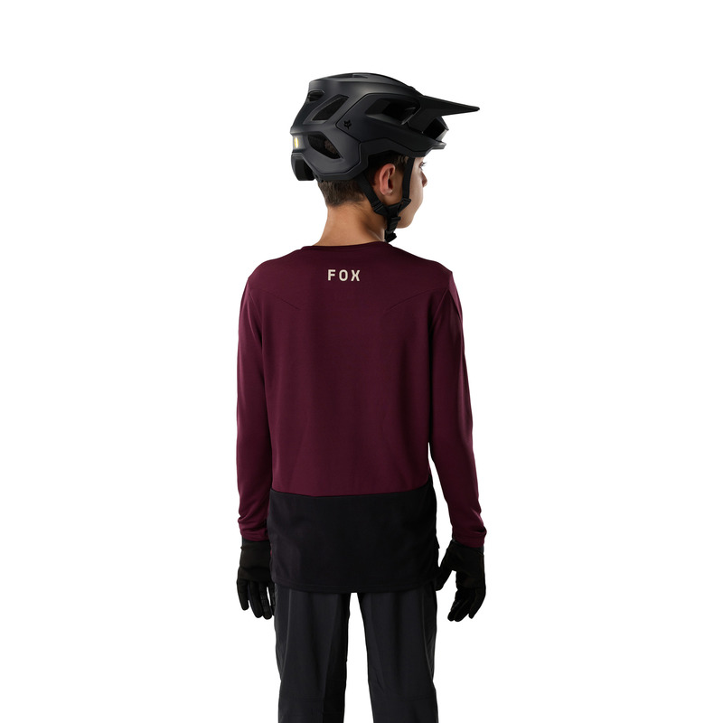 KOSZULKA ROWEROWA Z DŁUGIM RĘKAWEM JUNIOR FOX RANGER HEAD DARK MAROON YXL