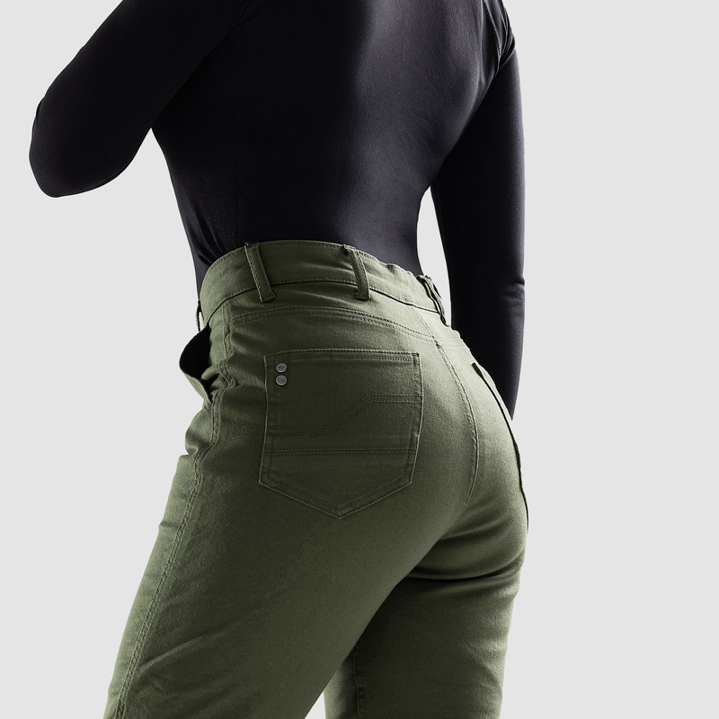 JEANSY MOTOCYKLOWE DAMSKIE OZONE JANE JOGGER FIT OLIVE 26/30
