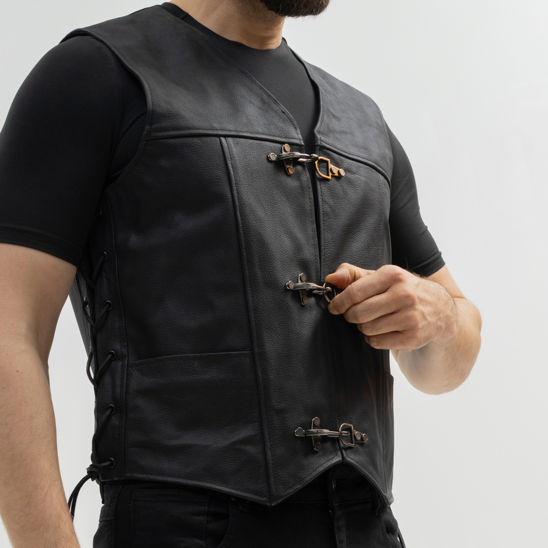 KAMIZELKA MOTOCYKLOWA SKÓRZANA BROGER CLUBMAN BLACK