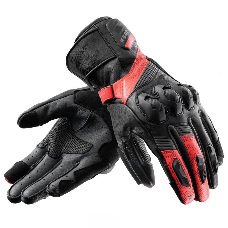 RĘKAWICE MOTOCYKLOWE REBELHORN VIPER BLACK GREY FLUO RED