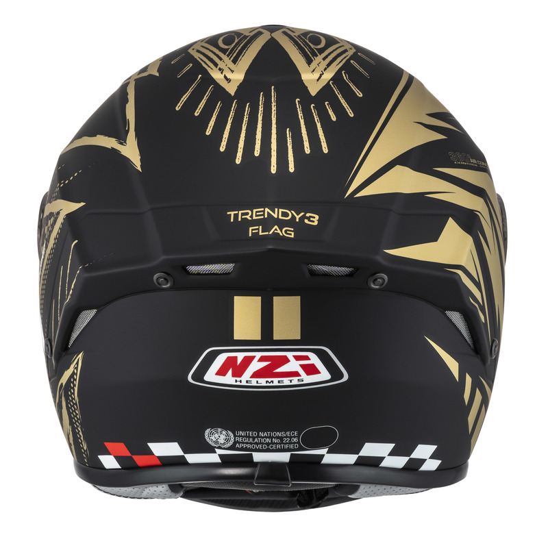 KASK MOTOCYKLOWY NZI TRENDY STREAM FLAG BLACK GOLD MATT
