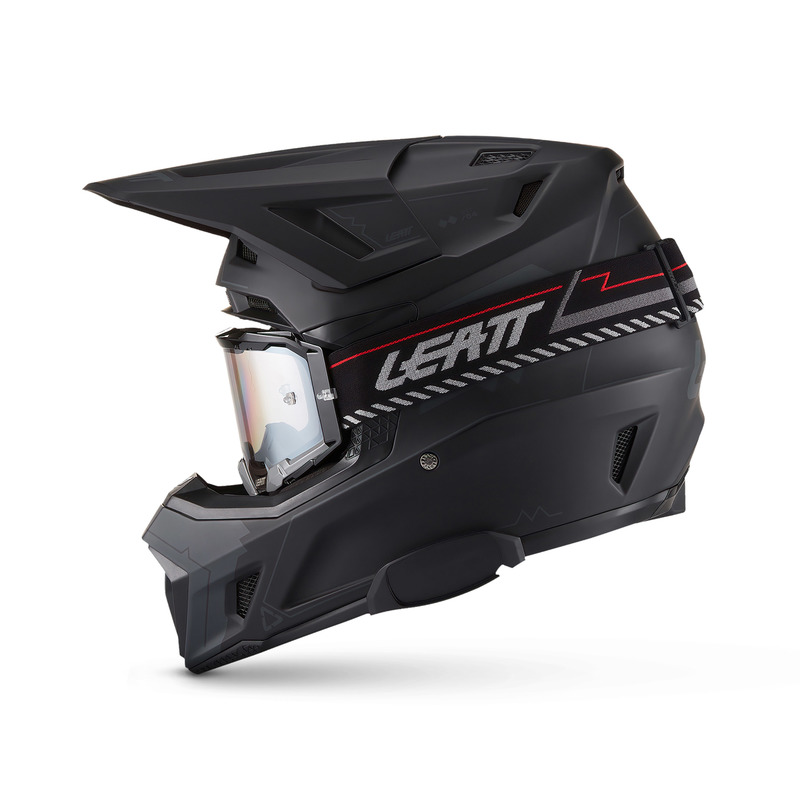 KASK MOTOCYKLOWY Z GOGLAMI LEATT KIT MOTO 7.5 CARDO STEALTH BLACK L