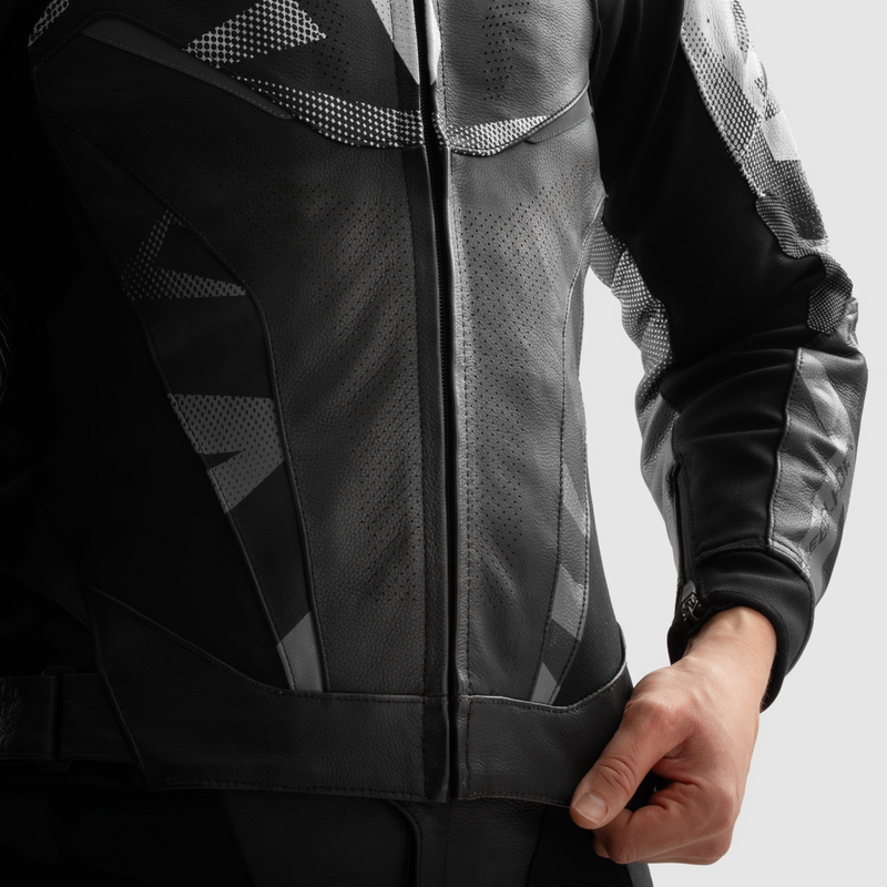 KURTKA MOTOCYKLOWA SKÓRZANA REBELHORN INFERNO BLACK WHITE 48