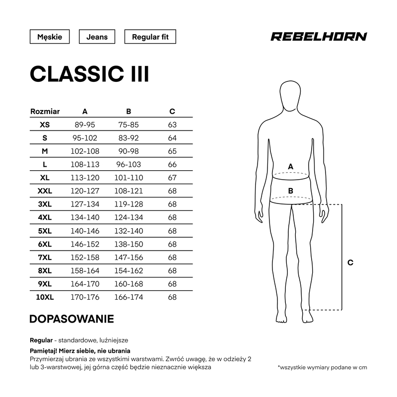 JEANSY MOTOCYKLOWE REBELHORN CLASSIC 3 REGULAR FIT BLACK