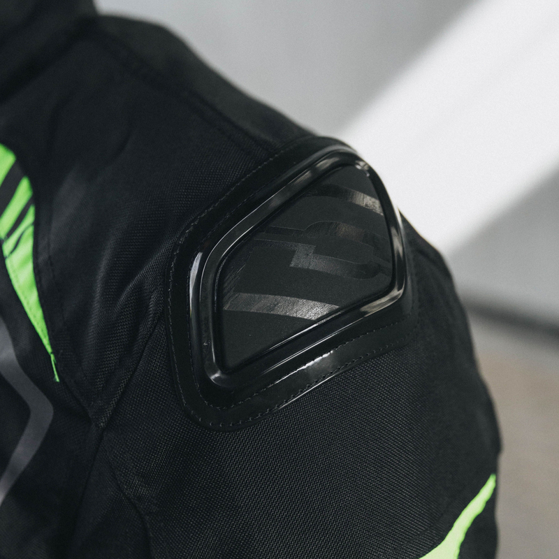 KURTKA MOTOCYKLOWA TEKSTYLNA OZONE PULSE BLACK FLUO YELLOW