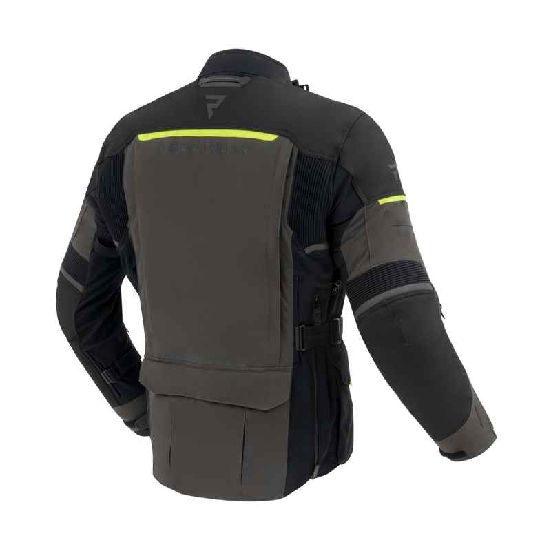 KURTKA MOTOCYKLOWA TEKSTYLNA REBELHORN RANGE BLACK DARK GREY FLUO YELLOW