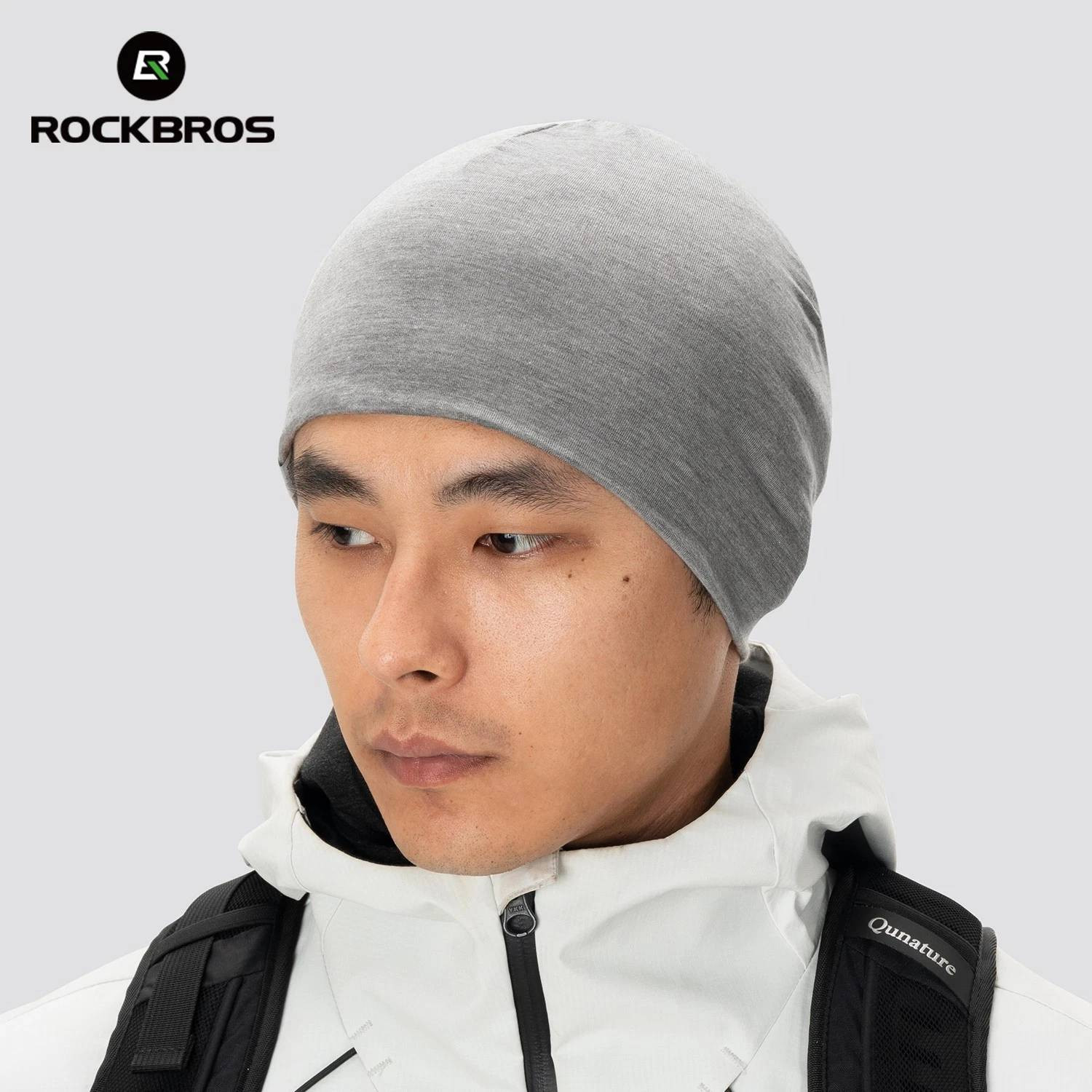 Czapka rowerowa, do biegania, sportowa, pod kask, elastyczna ROCKBROS wełna, Tencel, szara 18250005