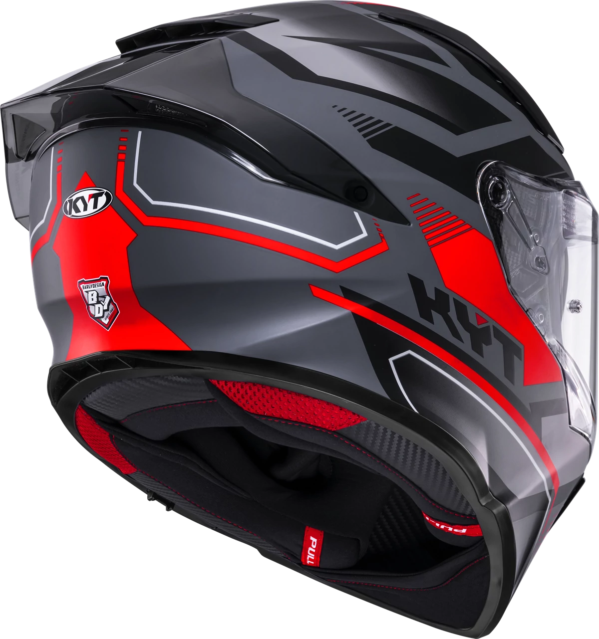 Kask motocyklowy KYT R2R PARSEC SZARY MATT/CZERWONY E06