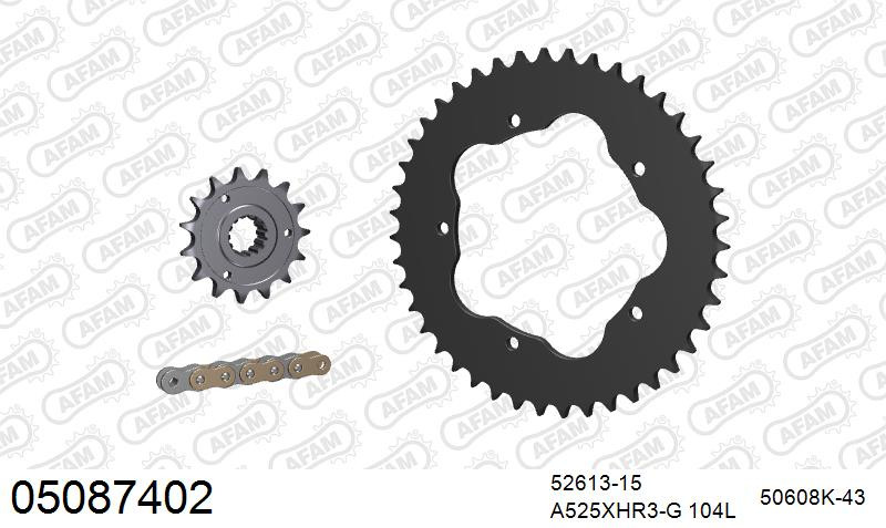 Zestaw napędowy AFAM do DUCATI 998 S4R Monster Testastretta, 998 S4RS Monster Testastretta, (all for sprocket carrier PCD2)