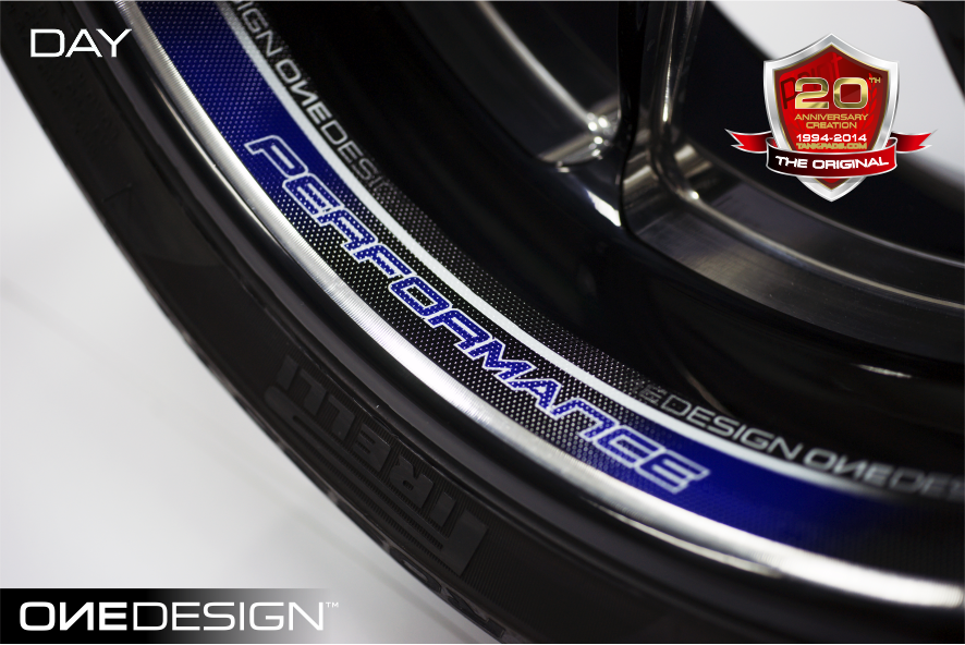 ONEDESIGN zestaw 8 naklejek z mikro bąbelkami Perfomance niebieskie fluo