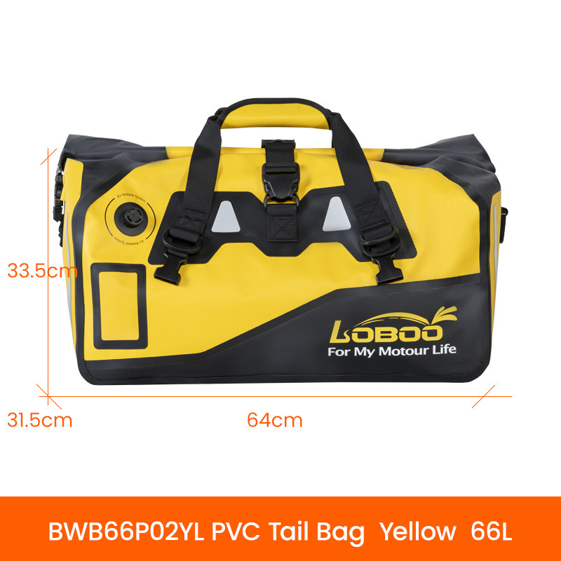 LOBOO Torba motocyklowa PVC żółta 66L (z kieszenią separacyjną na mokre rzeczy)