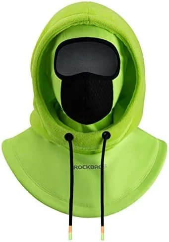 Kominiarka z kapturem na kask rowerowy narciarski Rockbros zielona fluo