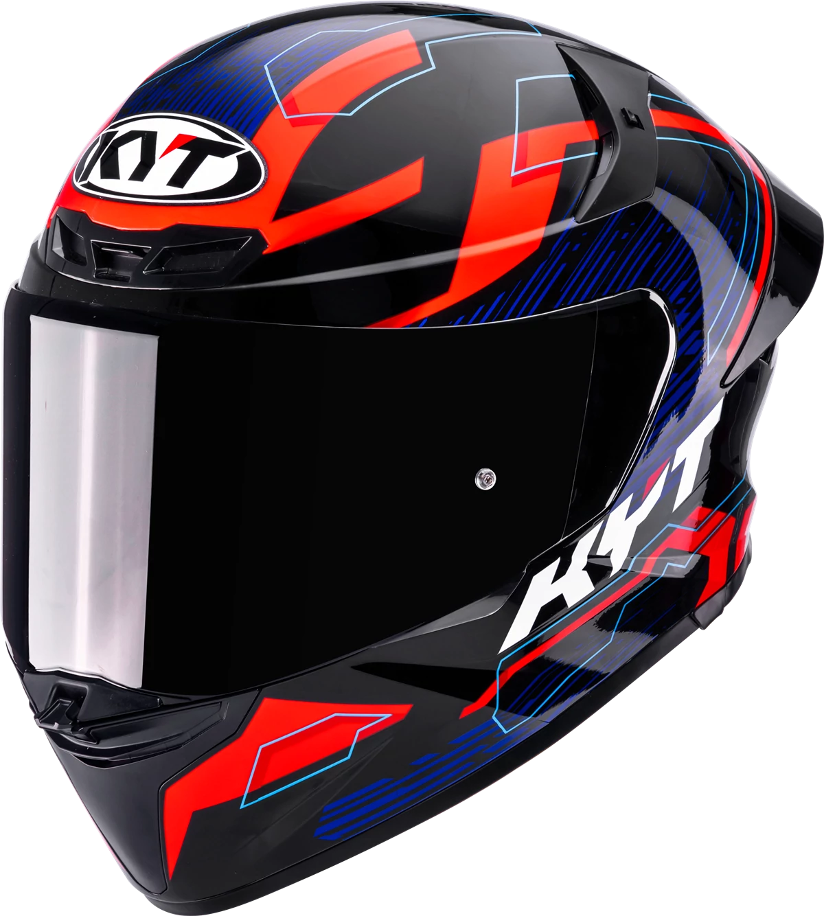 Kask motocyklowy KYT TT-REVO SPEEDING CZARNY/CZERWONY/NIEBIESKI E06