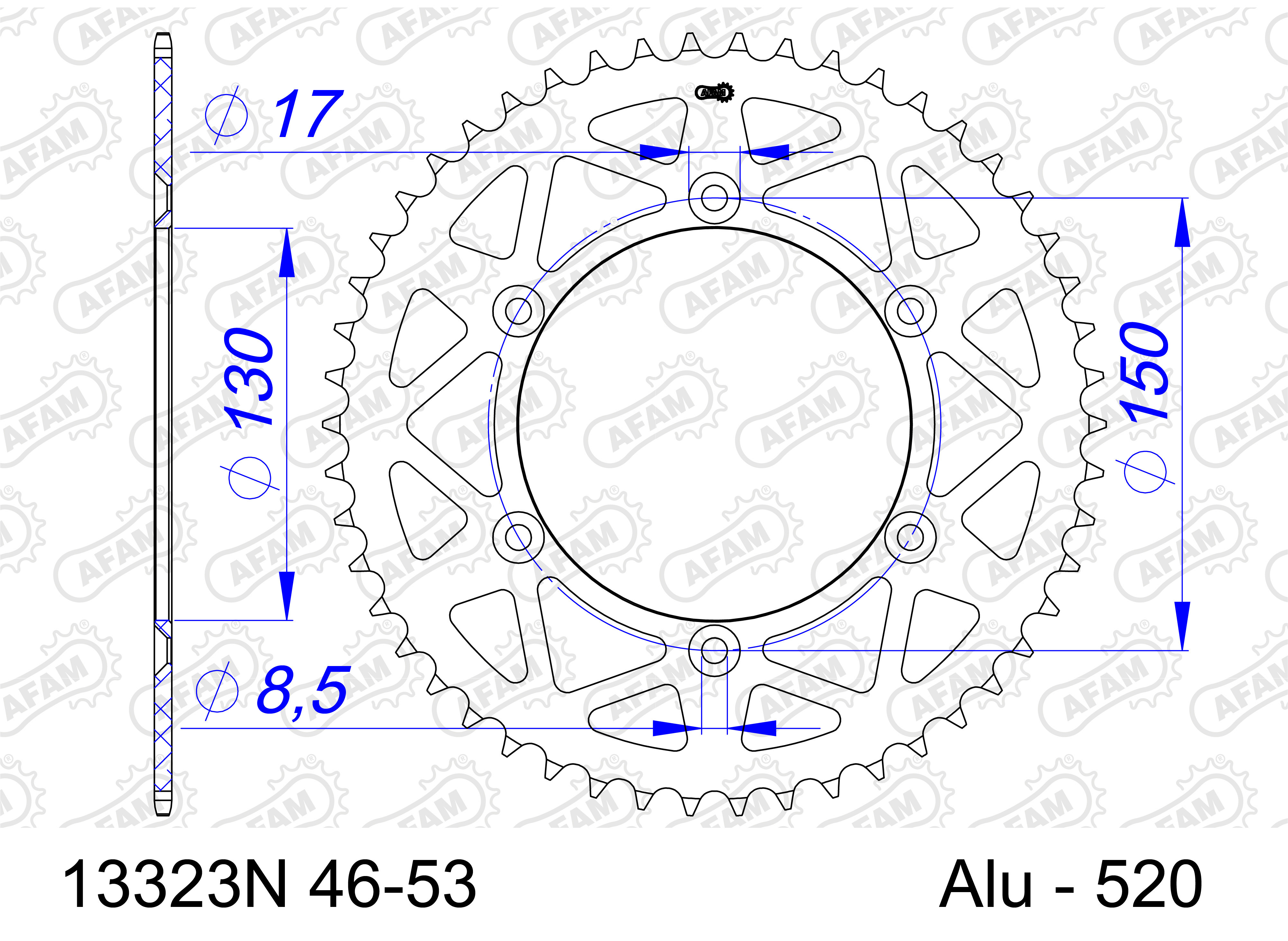 AFAM Zębatka tylna aluminiowa do łańcucha 520 kod 13323N-47