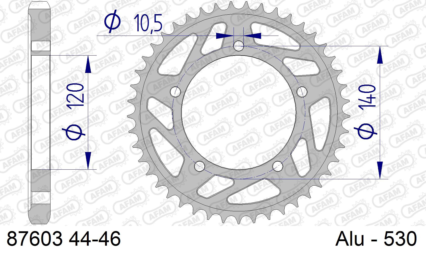 AFAM Zębatka tylna aluminiowa do łańcucha 530 kod 87603-45