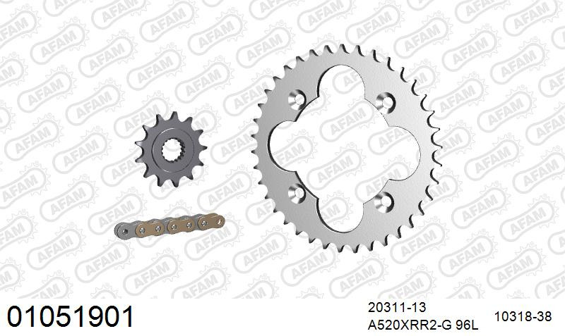 Zestaw napędowy AFAM do HONDA TRX 450 R 6,7,8,9,A,B,C,D,E
