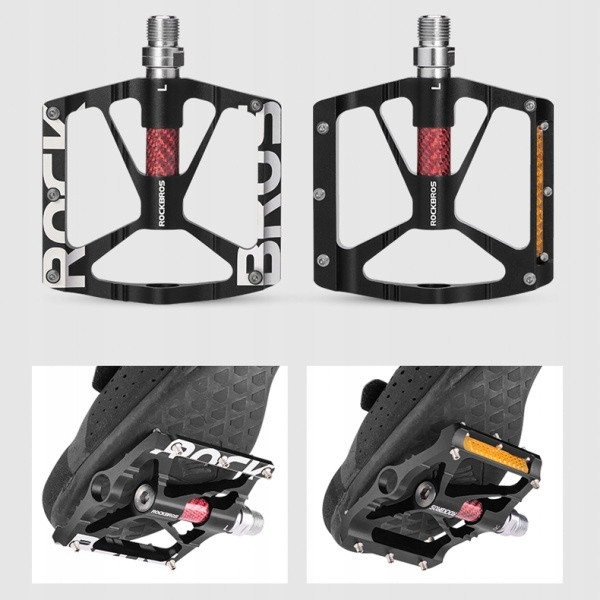 Pedały rowerowe aluminiowe z pinami czarne Rockbros K307T