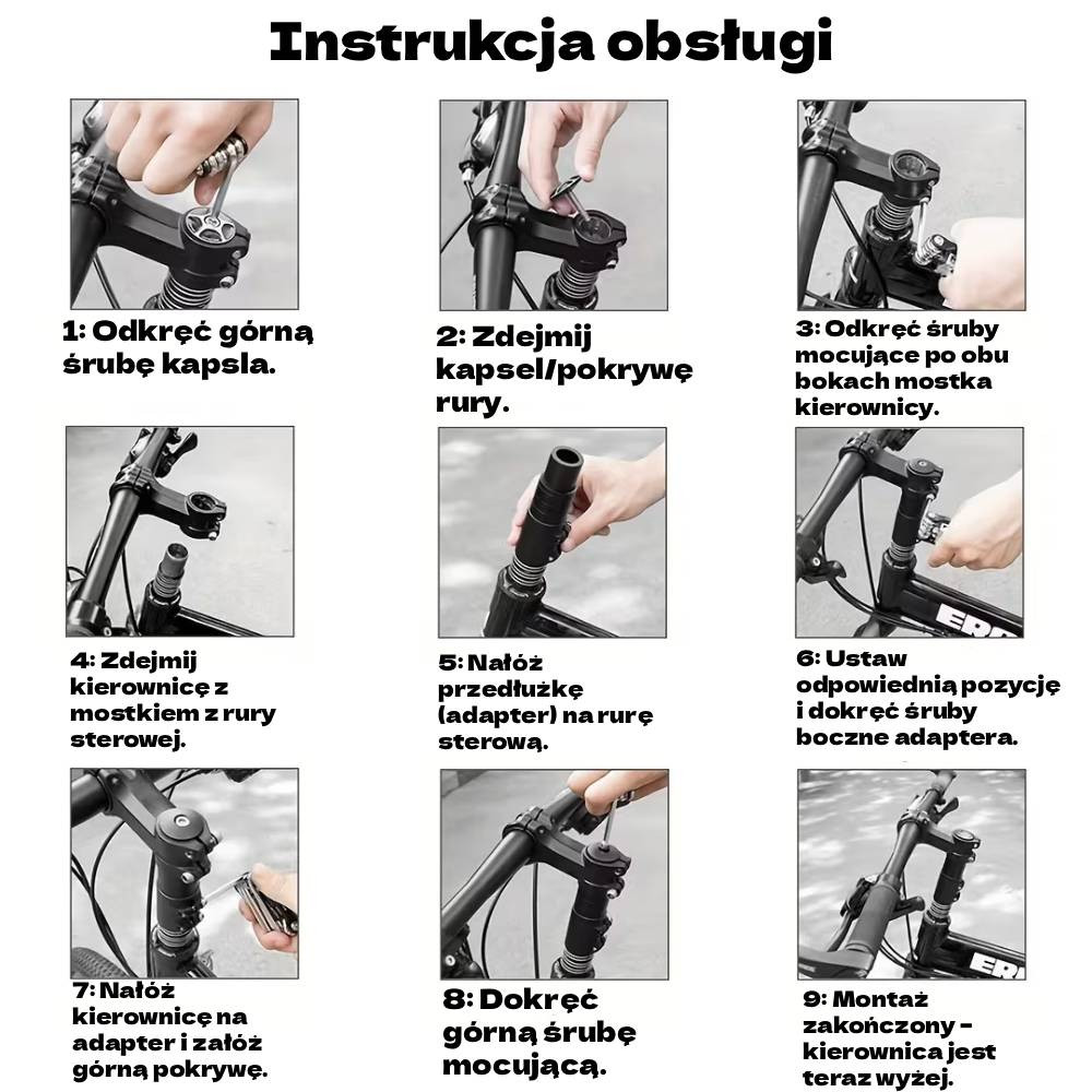 Adapter do podwyższenia kierownicy rowerowej, przedłużka rury sterowej czarny 150 mm WAKE