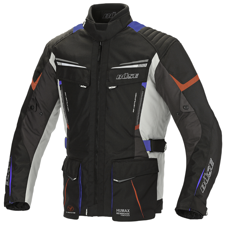 Kurtka motocyklowa BUSE Lago Pro szaro/niebieska/czerwona