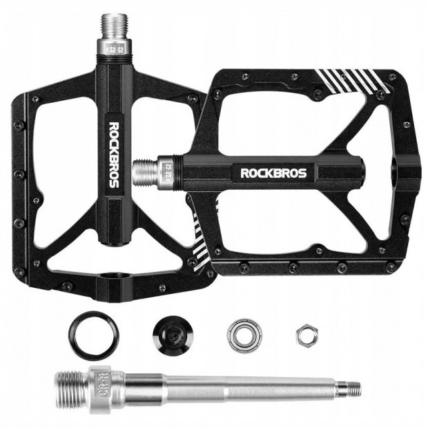 Pedały rowerowe aluminiowe z pinami czarne Rockbros 2018-12BBK