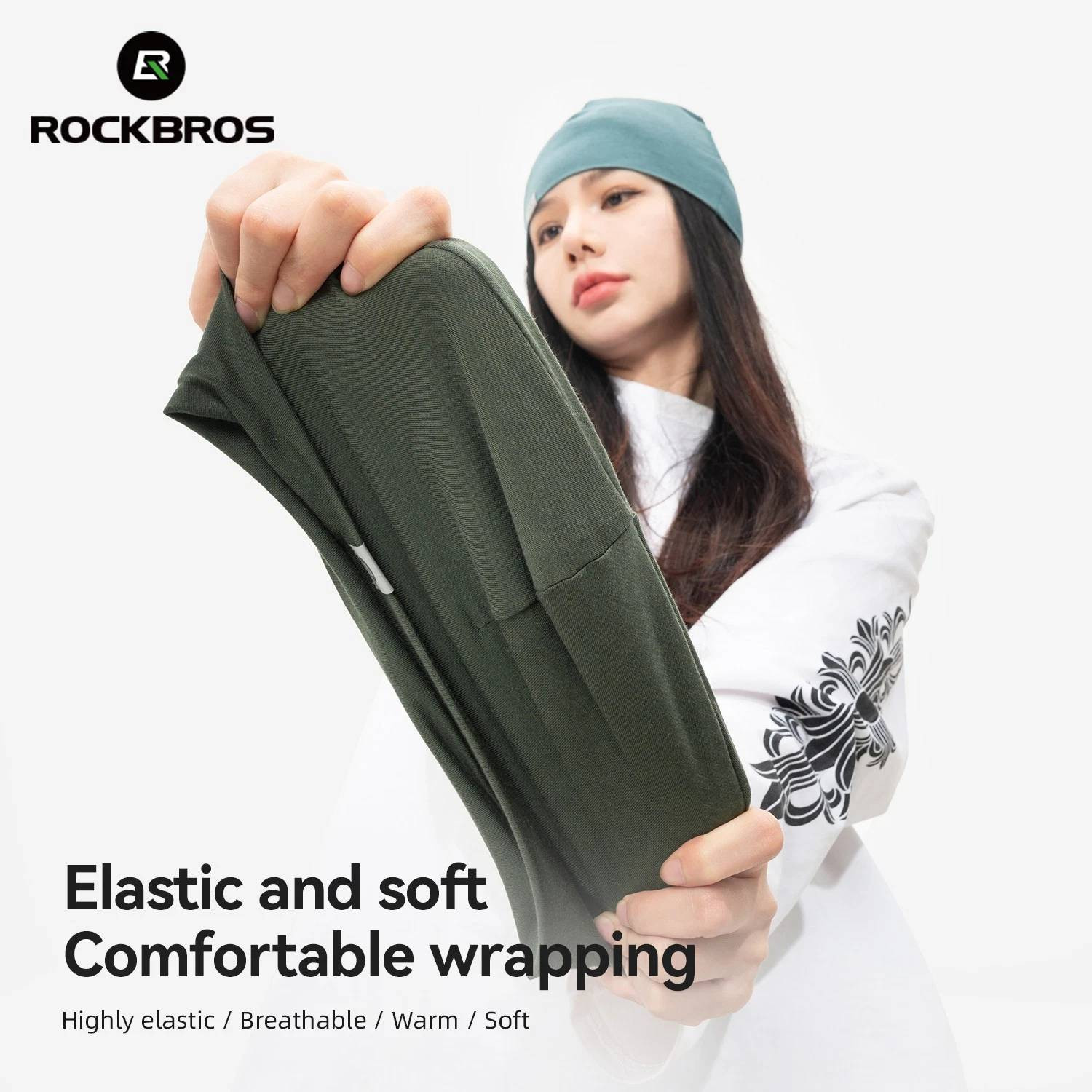 Czapka rowerowa, do biegania, sportowa, pod kask, elastyczna ROCKBROS wełna, Tencel, zielona 18250005