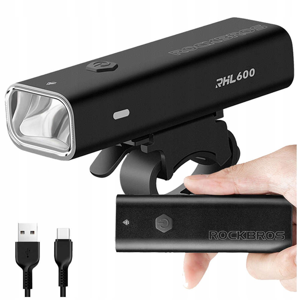 Lampka rowerowa przednia Rockbros RHL600 LED USB 600LM IPX6
